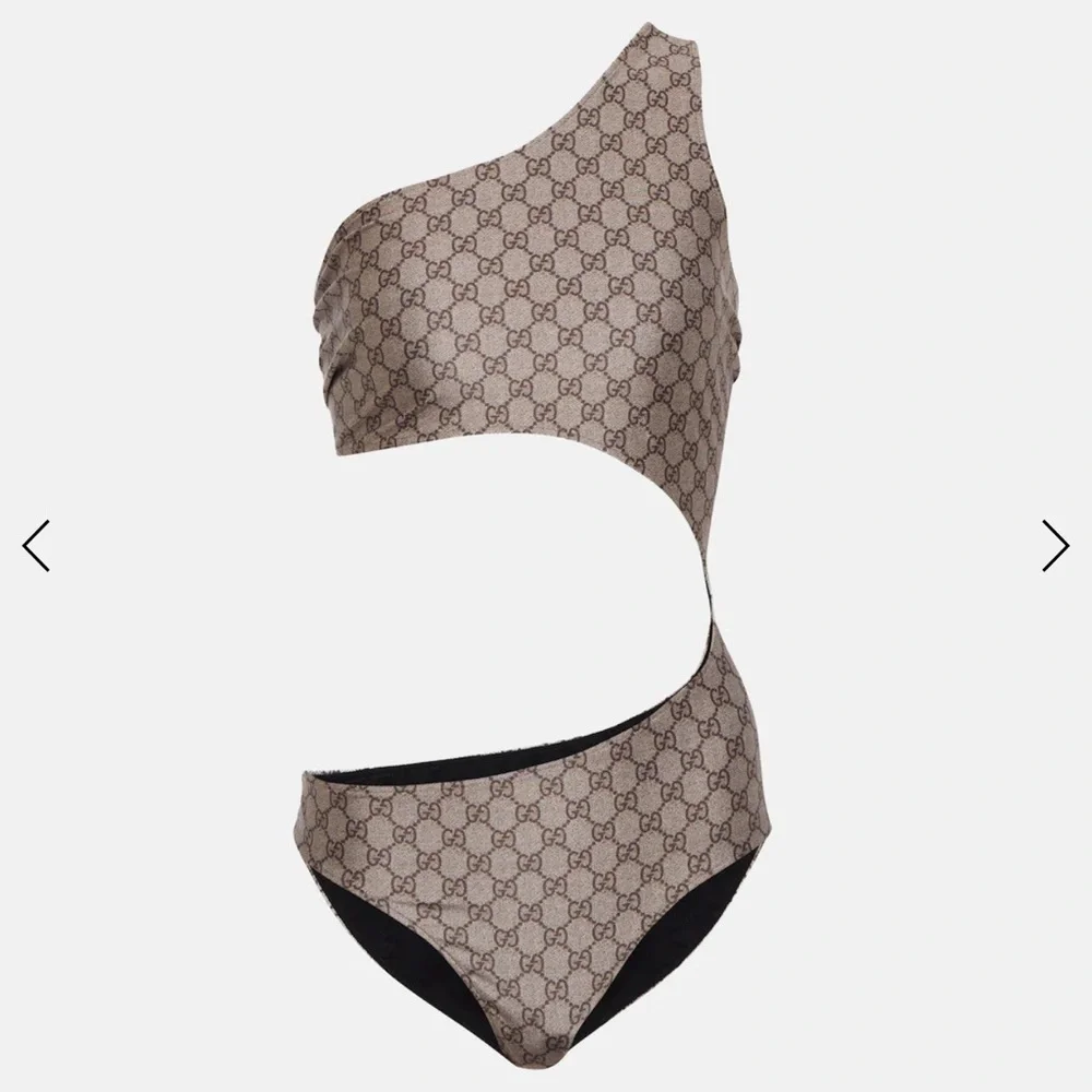 Gucci GG Monogram One Shoulder Cutout Swimsuit S NWT $790 - Picture 5 of 9